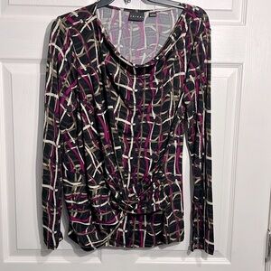 Tribal Women’s Multicolored blouse with front crossover detail -Size Large
